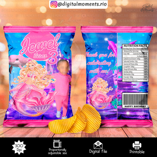 Barbie Mermaid Chipbag, events, custom, barbie, bag, design, chip