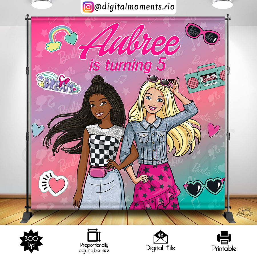 Barbie 8x8 Custom Backdrop, Digital file only | Custom Digital Download for Kids Party or Event