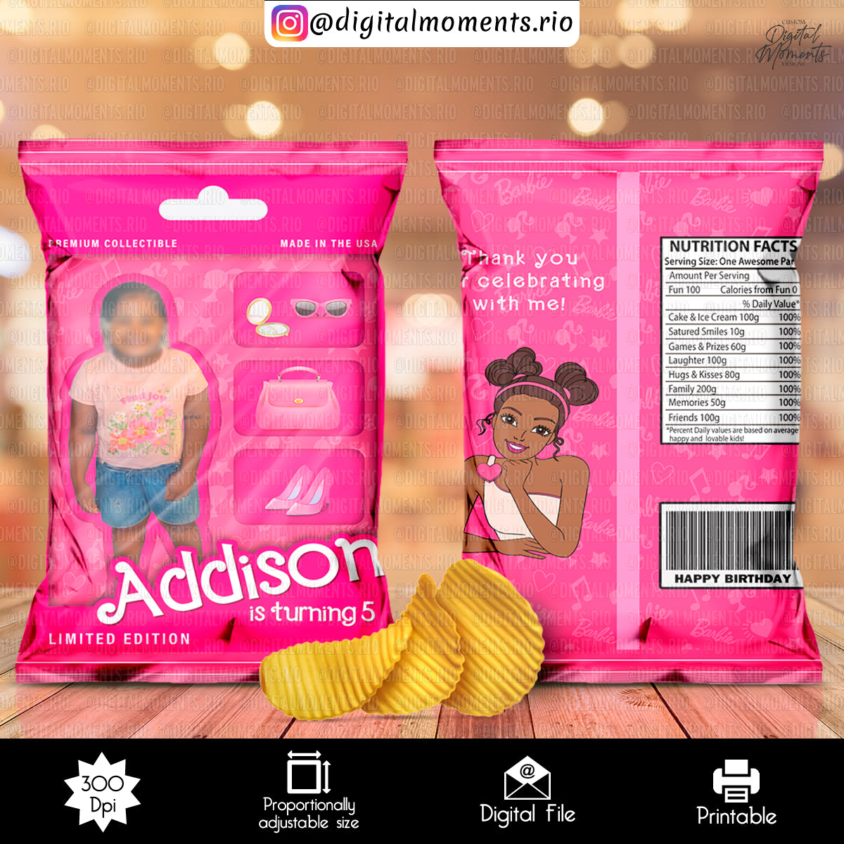 Barbie Print Box Addison Chipbag, events, custom, barbie, bag, design, chip