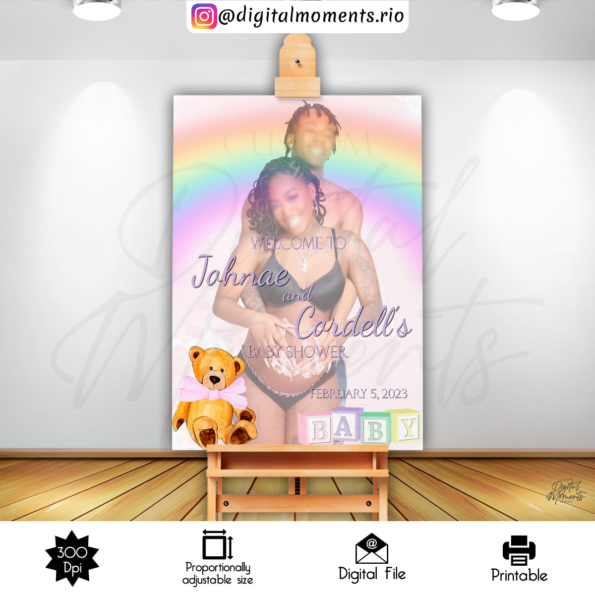 Pink Winter Wonderland 4x7 Panel Diseño personalizado con imagen, solo archivo digital