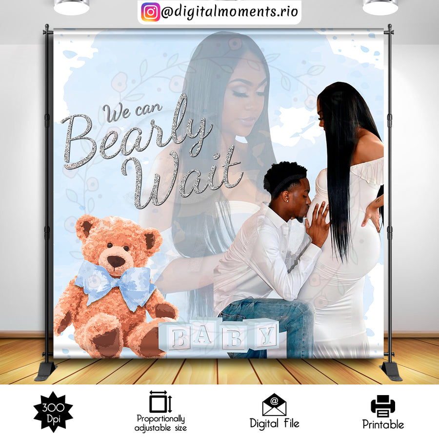 Teddy Bear 8x8 Custom Backdrop with 2 pictures, Digital file only | Custom Digital Download for Kids Party or Event