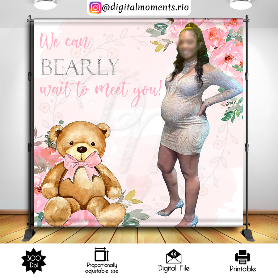 Teddy Bear 8x8 Custom Backdrop with 1 picture, Digital file only | Custom Digital Download for Kids Party or Event