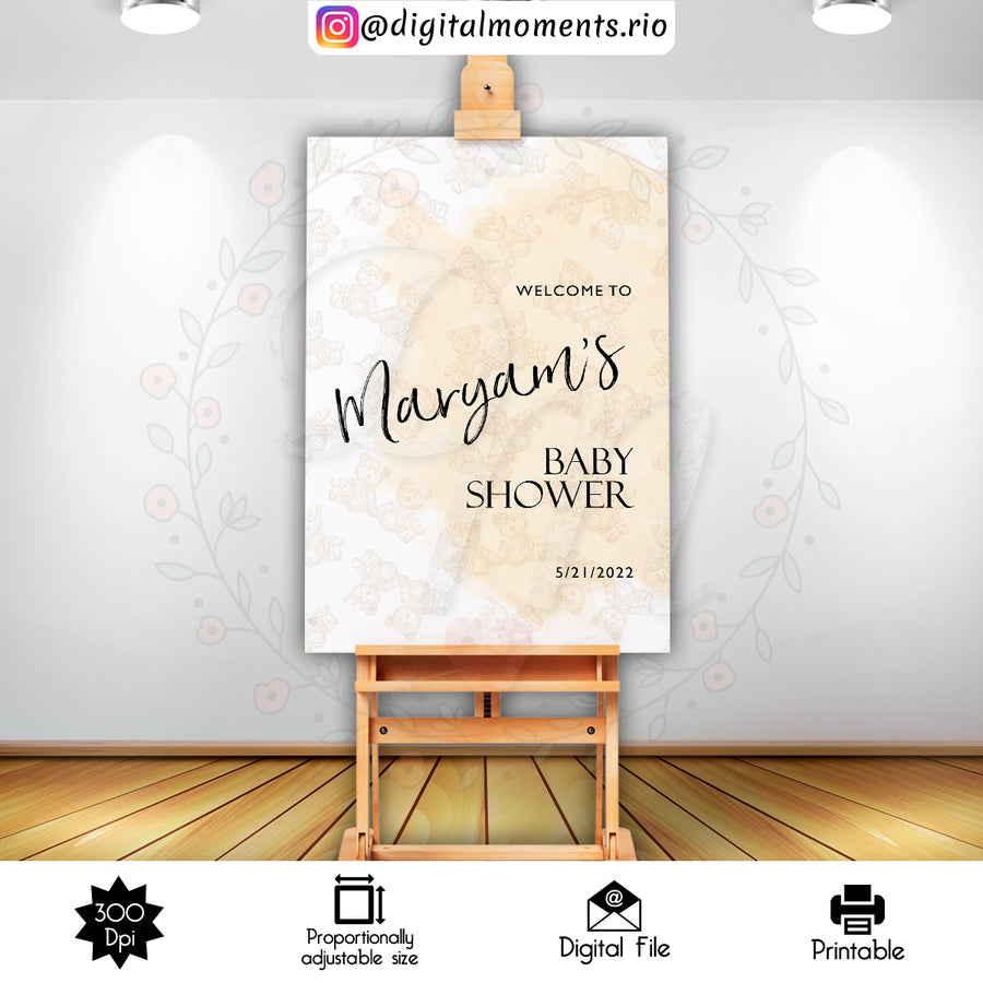 Teddy Bear 24x36 Welcome Sign Custom Design, Digital file only | Custom Digital Download for Kids Party or Event