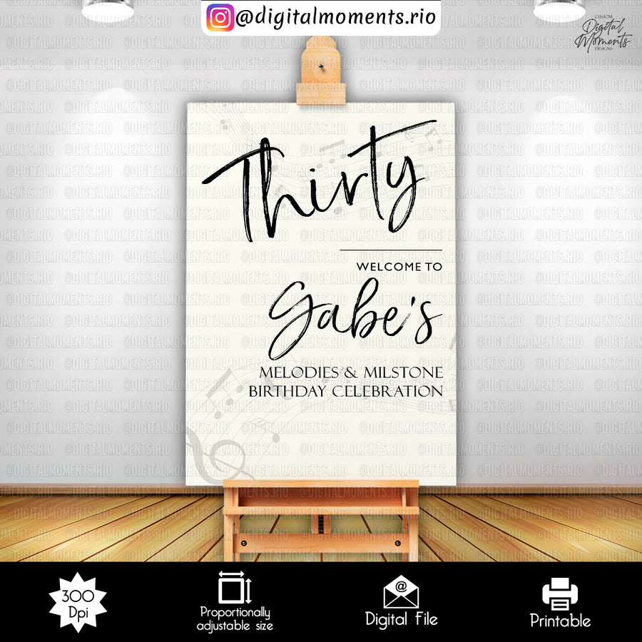 Thirty 24x36 Welcome Sign Custom Design, Digital file only | Custom Digital Download for Kids Party or Event
