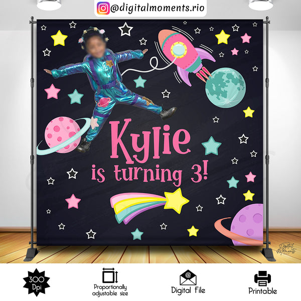 Astronaut Birthday 8x8 Custom Backdrop with picture, Custom Digital File | Digital Download for Events for Events. 8x8, arts, astronaut, bac…