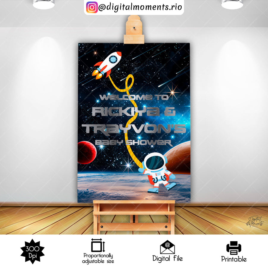Outter Space 24x36 Welcome Sign Custom Design, Digital file only | Custom Digital Download for Kids Party or Event