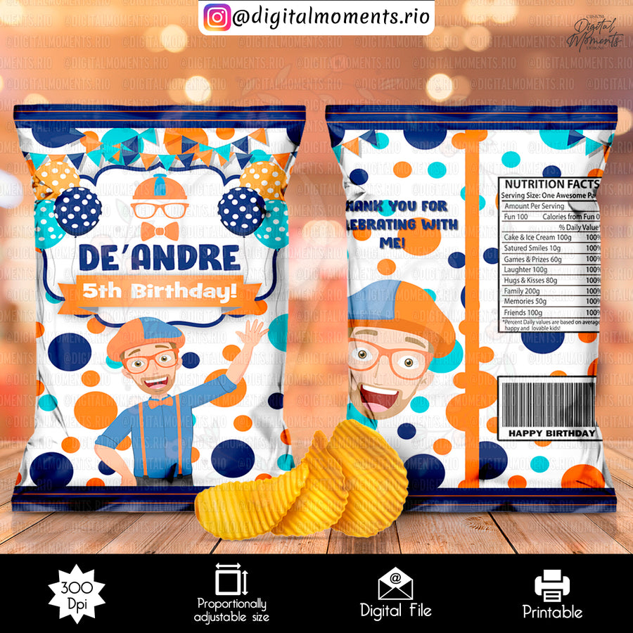 Blippi Custom Chip Bag Design - Digital File | Digital Do...