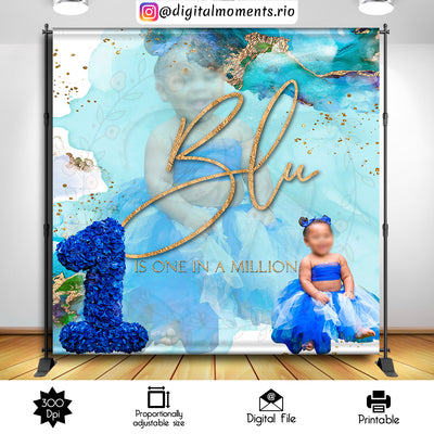 Shades of blue - Backdrop - Birthday