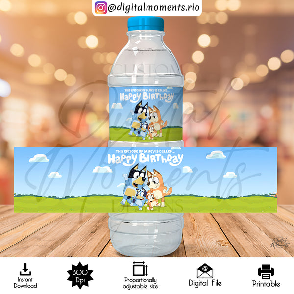 Bluey 8,35x2,08 Digital Water Label Design, Instant Download | Digital Download for Events - Instant Digital Download. 08, 35x2, 8, arts, bl…