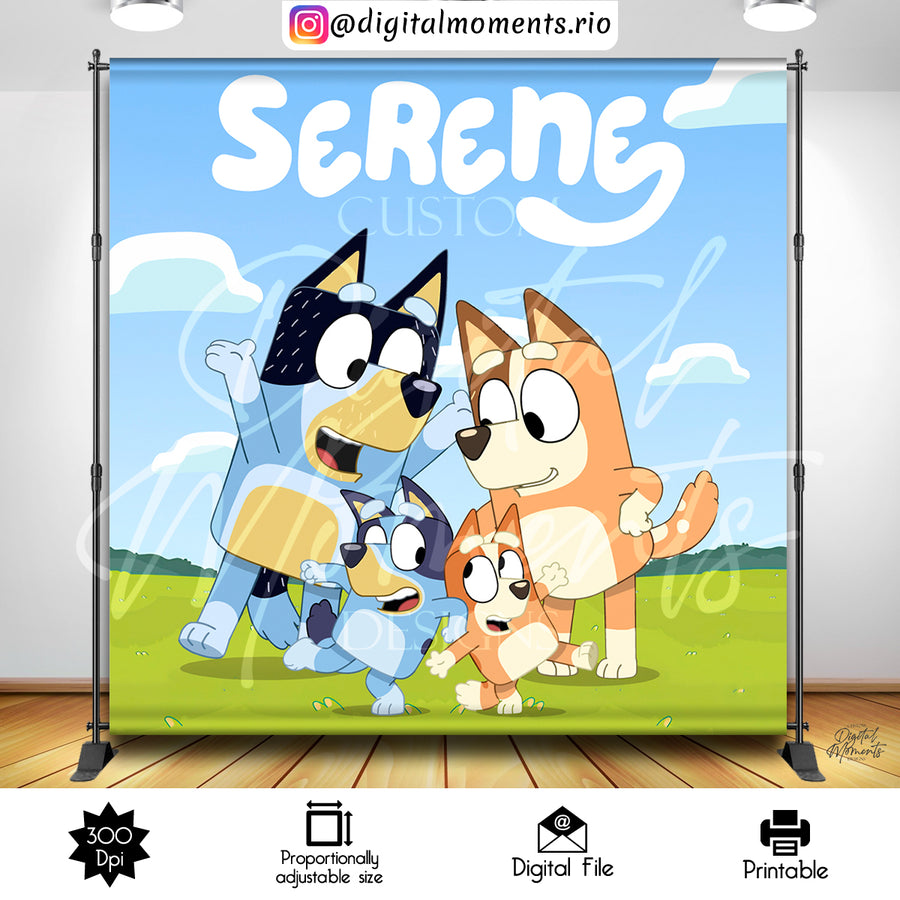 Bluey 8x8 Custom Backdrop, Digital file only | Custom Digital Download for Kids Party or Event