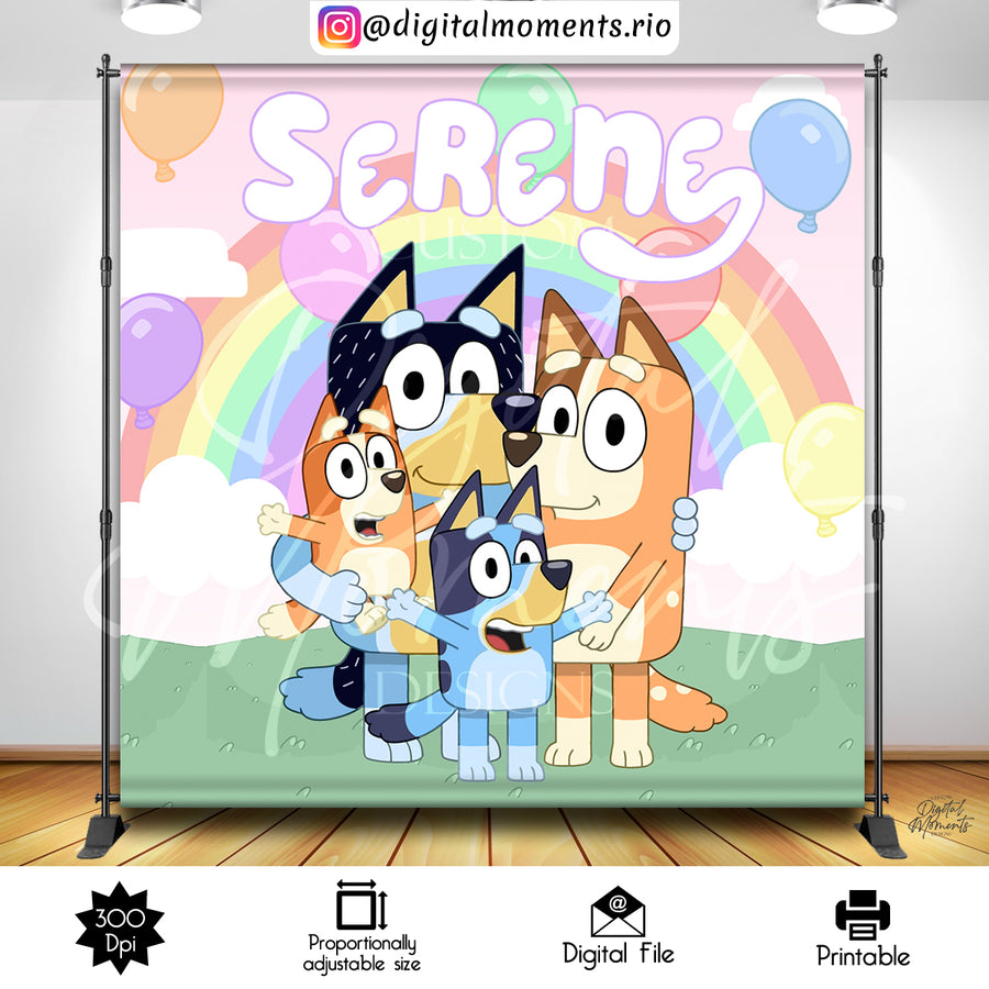 Bluey 8x8 Custom Backdrop, Digital file only | Custom Digital Download for Kids Party or Event