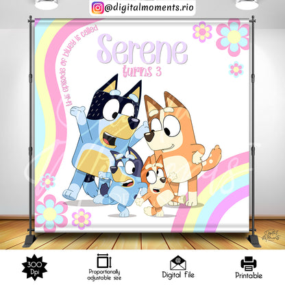 Fondo personalizado Bluey 8x8, solo archivo digital