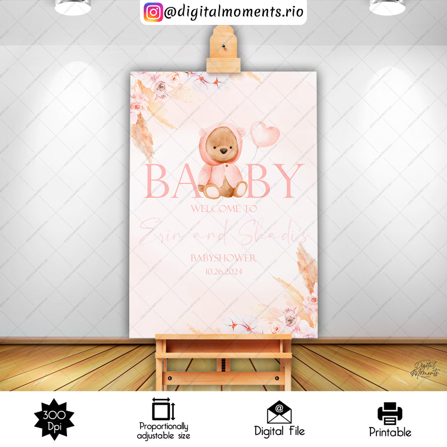 Teddy Bear 24x36 Welcome Sign Custom Design, Digital file only | Custom Digital Download for Kids Party or Event