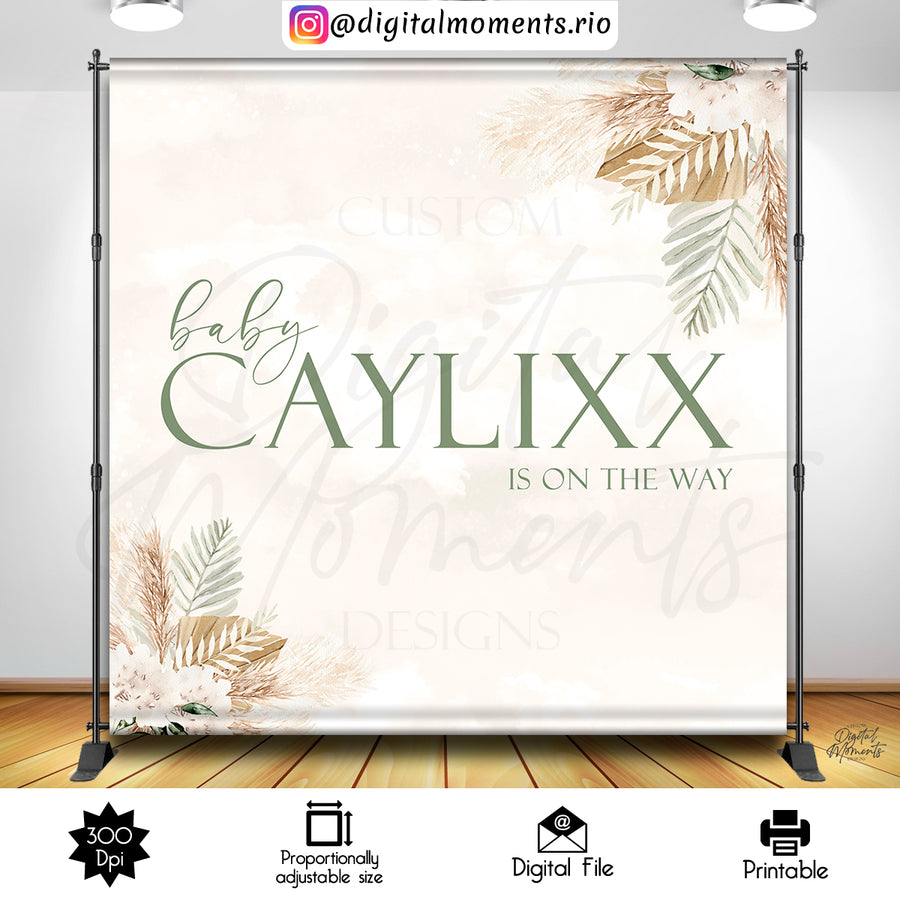 Boho Baby Shower 8x8 Custom Backdrop, Digital file only | Custom Digital Download for Kids Party or Event