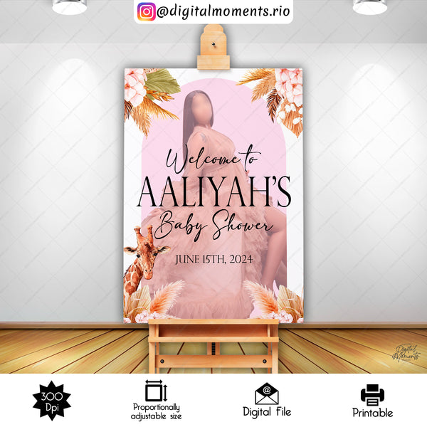 Boho Floral 24x36 Welcome Sign Custom Design, Custom Digital File | Digital Download for Events for Events. 24x36, arts, backdrop, backdrop-…