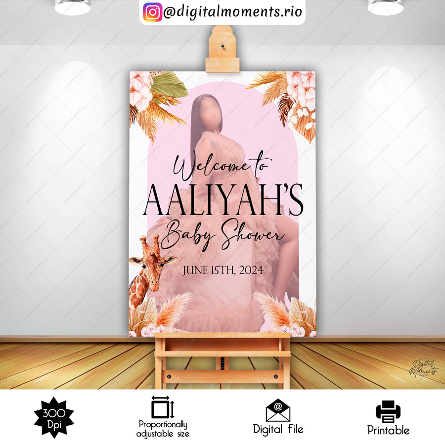 Boho Floral 24x36 Welcome Sign Custom Design, Digital file only | Custom Digital Download for Kids Party or Event