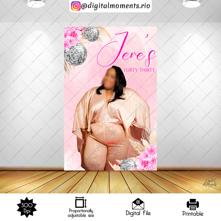 Pink Boho 4x6 Panel Custom Design with picture, Digital file only | Custom Digital Download for Kids Party or Event