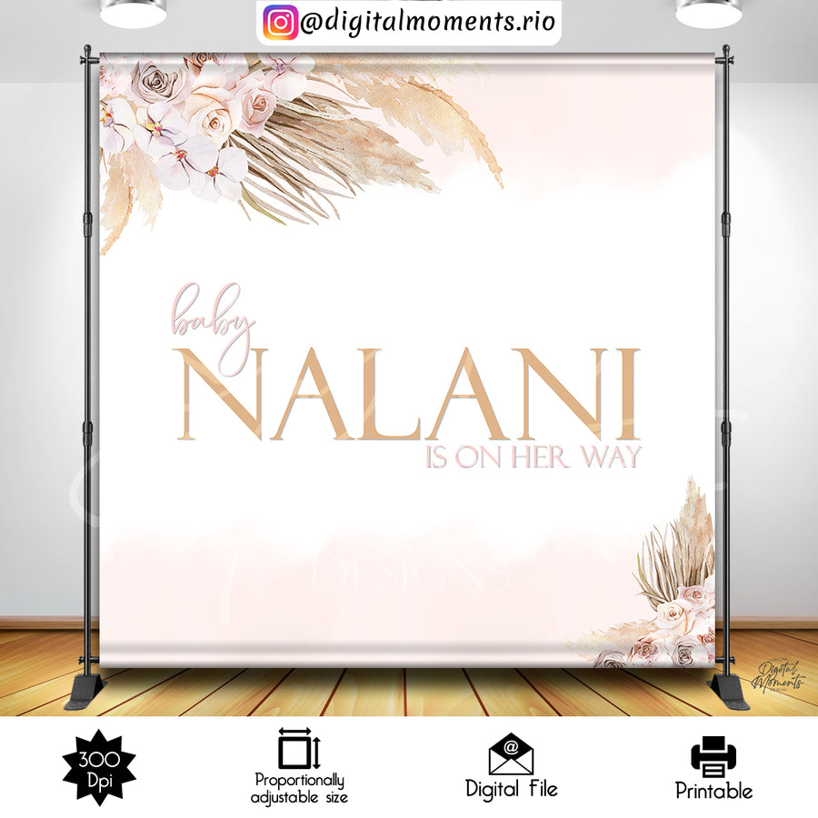 Boho Baby Shower 8x8 Custom Backdrop Design, Digital file only | Custom Digital Download for Kids Party or Event