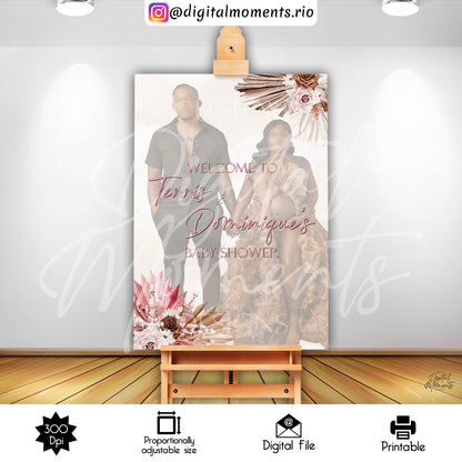 Boho Floral 24x36 Welcome Sign Custom Design, Digital file only | Digital Download for Events