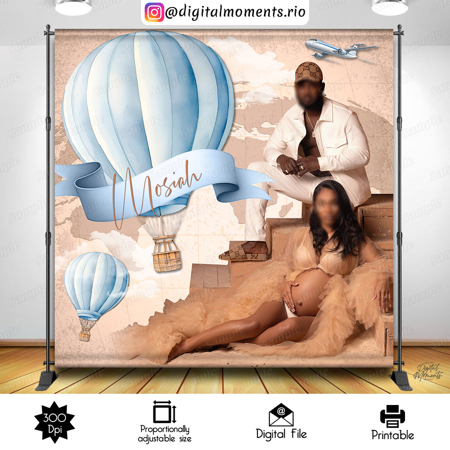 Vintage Travel 8x8 Custom Backdrop with 1 picture, Digital file only | Custom Digital Download for Kids Party or Event