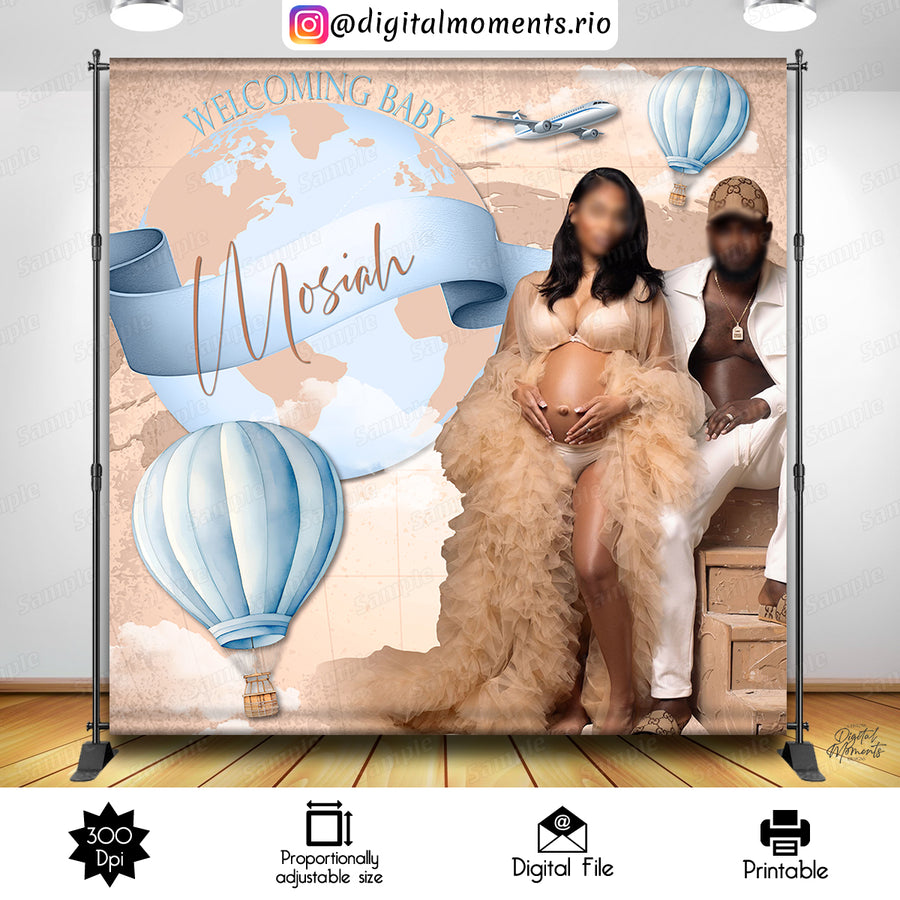 Vintage Travel 8x8 Custom Backdrop with 1 picture, Digital file only | Custom Digital Download for Kids Party or Event