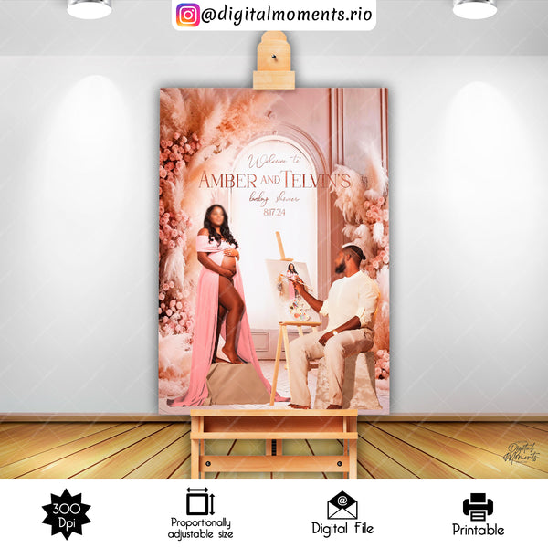 Boho Floral 24x36 Welcome Sign Custom Design, Custom Digital File | Digital Download for Events for Events. 24x36, arts, backdrop, backdrop-…