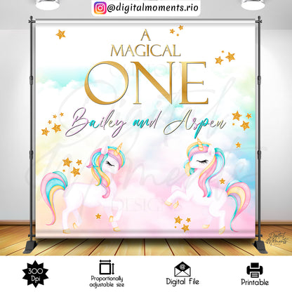 Diseño de fondo personalizado Unicornio 8x8, solo archivo digital