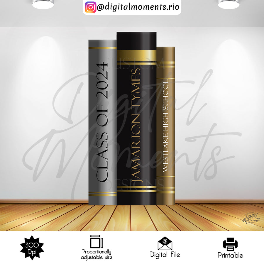 Graduation 4x7 Books Panel Custom Design, Digital file only | Custom Digital Download for Kids Party or Event