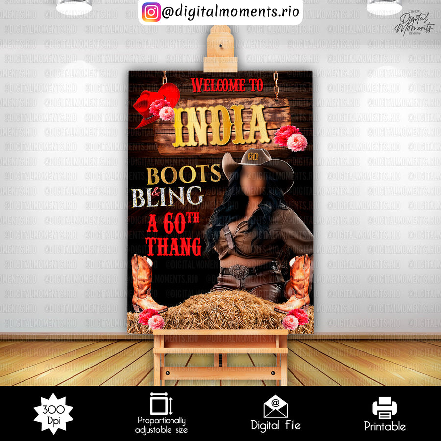 Boots & Bling 24x36 Welcome Sign Custom Design, Digital file only | Custom Digital Download for Kids Party or Event