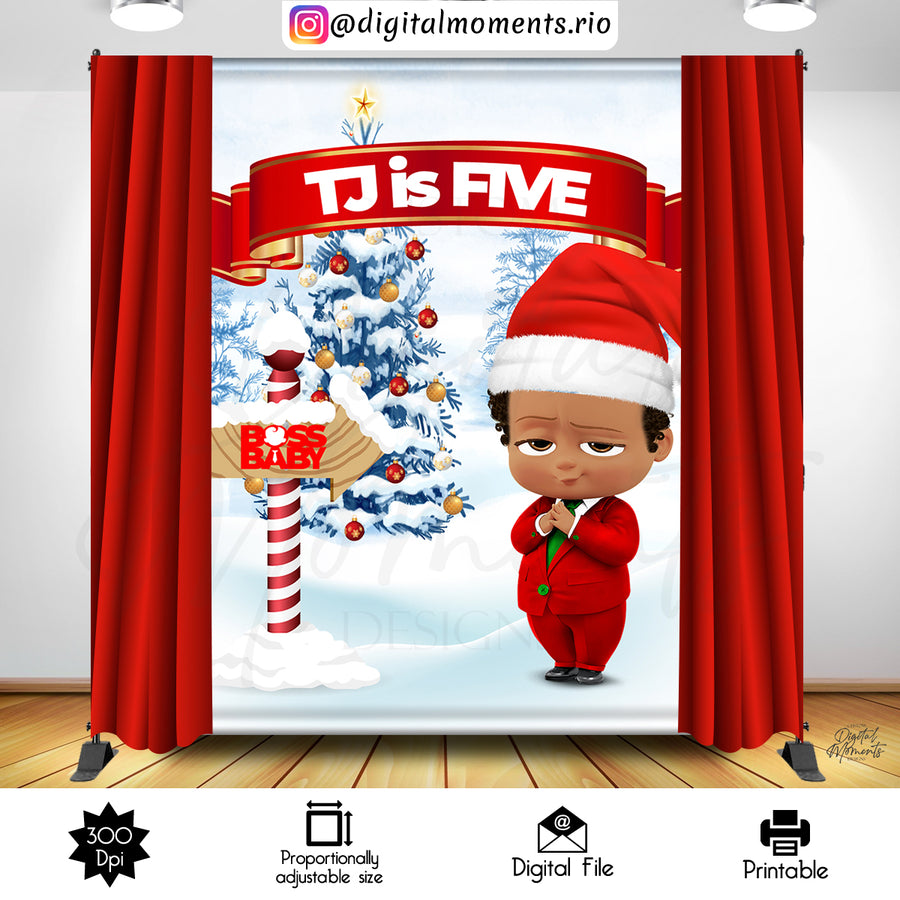 The Boss Baby Christmas 5x7 Custom Backdrop Design, Digital file only | Custom Digital Download for Kids Party or Event