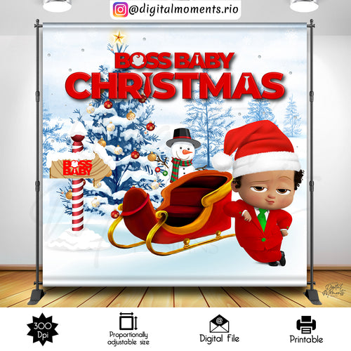 The Boss Baby Christmas 8x8 Custom Backdrop Design, Digital file only