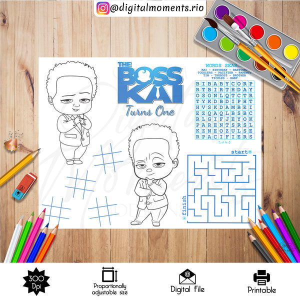 The Boss Baby Activity Sheet Custom Design, DIGITAL FILE ONLY | Digital Download for Events for Events. activity, arts, baby, boss, celebrat…