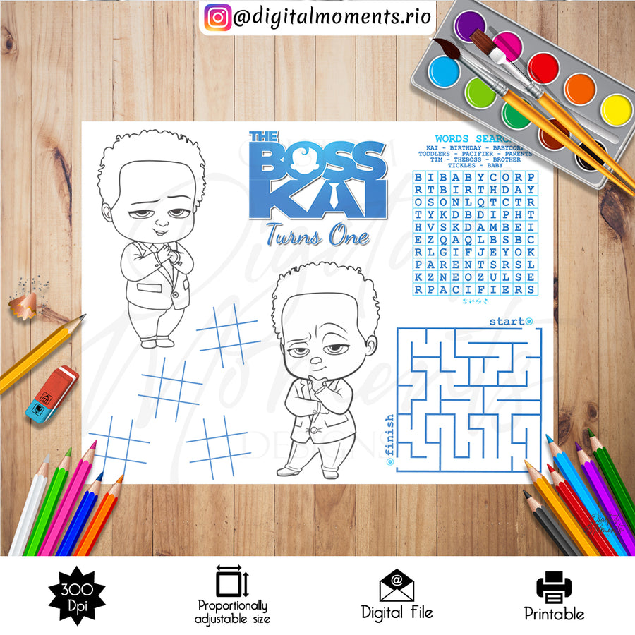 The Boss Baby Activity Sheet Custom Design, DIGITAL FILE ONLY | Custom Digital Download for Kids Party or Event