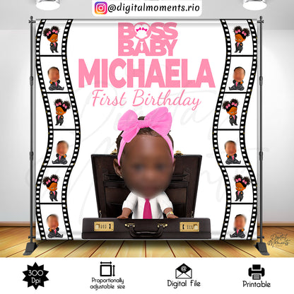 Girl Boss Baby 8x8 Custom backdrop with picture, Custom Digital File | Digital Download for Events for Events