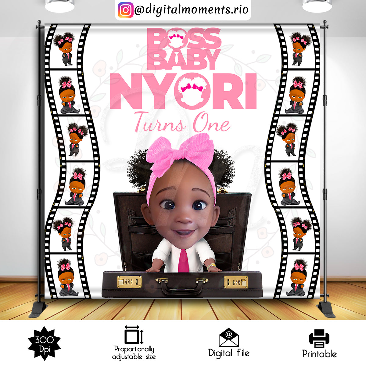 Girl Boss Baby 8x8 Custom backdrop with picture, Custom Digital File | Digital Download for Events for Events