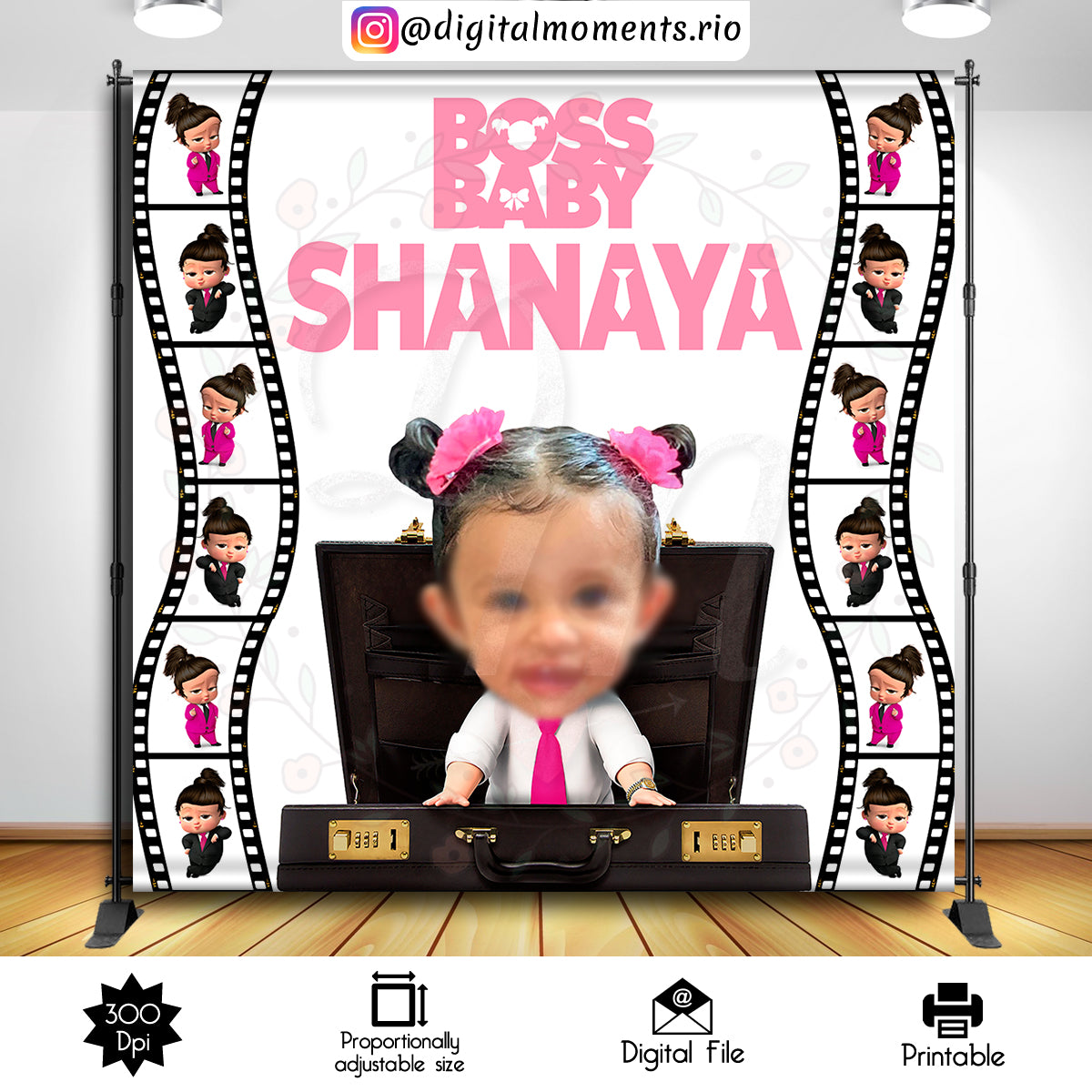 Girl Boss Baby 8x8 Custom backdrop with picture, Custom Digital File | Digital Download for Events for Events
