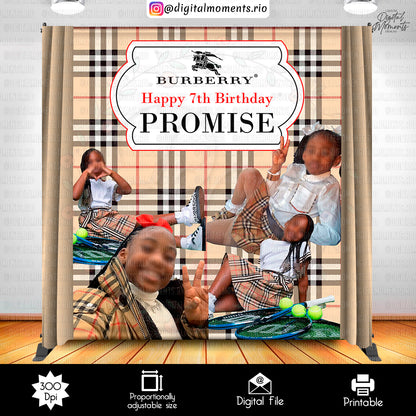Burberry 8x8 Birthday Custom Backdrop, Custom Digital File | Digital Download for Events