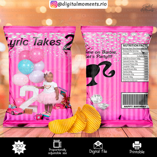 Barbie Custom Chip Bag Design - Digital File | Digital Download for Events for Events. arts, bag, barbie, celebration, chip, custom, design,…