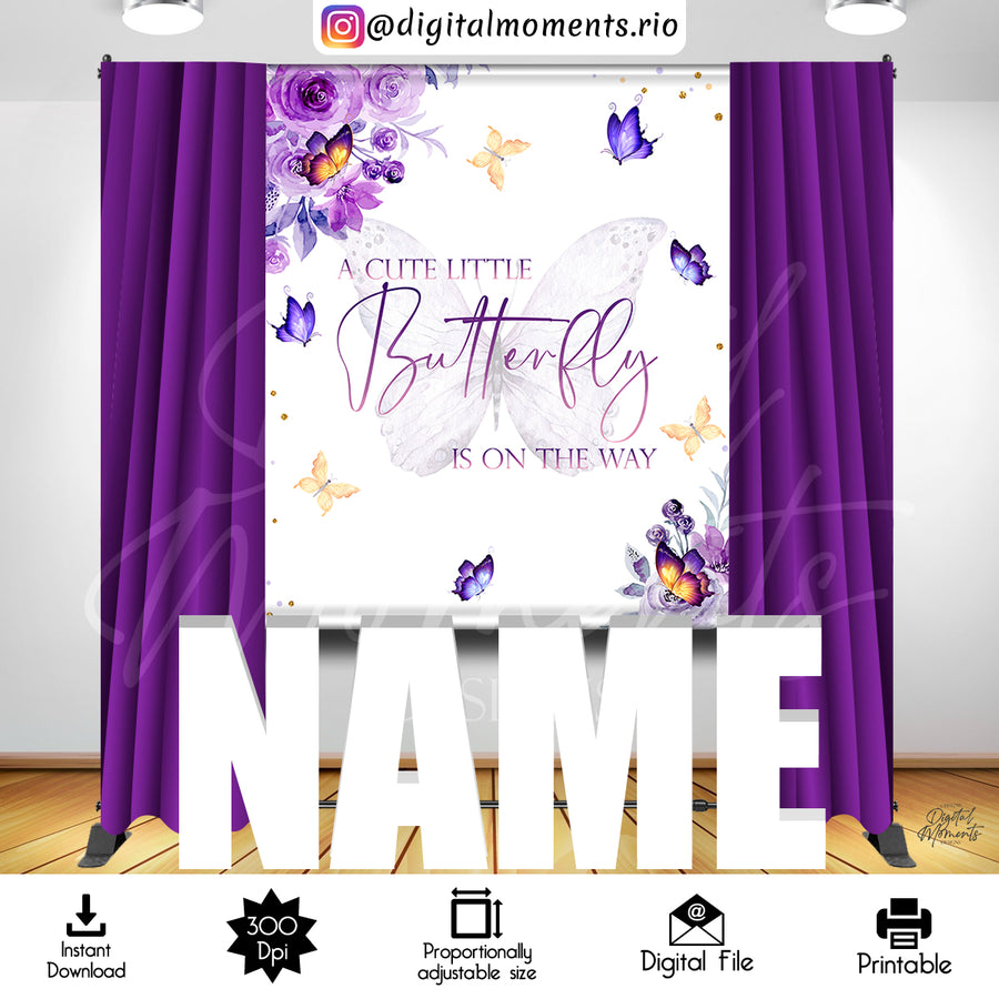 A Cute Little Butterfly 5x6 Digital Backdrop Design, Instant Download | Custom Digital Download for Kids Party or Event