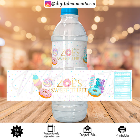 Etiqueta de botella de agua personalizada de Candy Store, solo archivo digital