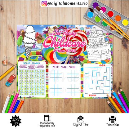 Candyland Activity Sheet Custom Design, DIGITAL FILE ONLY