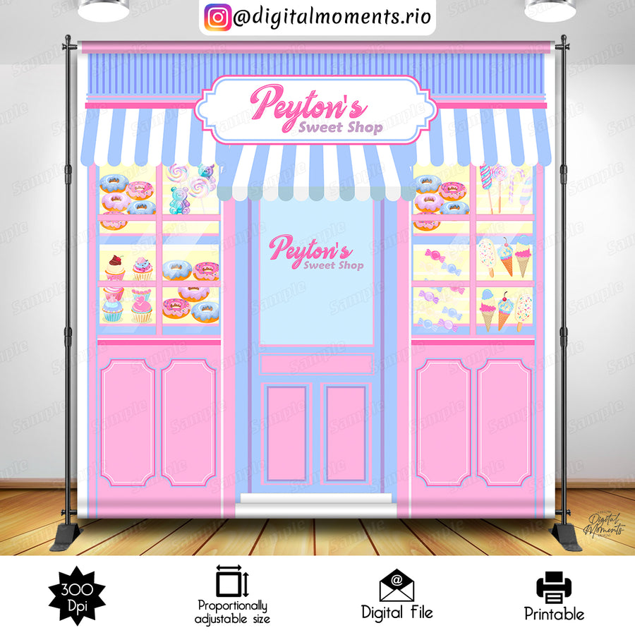 Candy Shop 8x8 Custom Backdrop Design, Digital file only | Custom Digital Download for Kids Party or Event