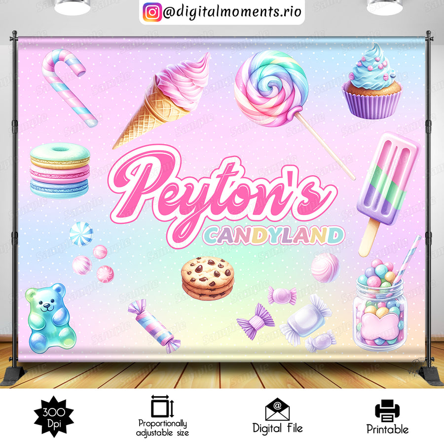 Candyland 10x8 Custom Backdrop Design, Digital file only | Custom Digital Download for Kids Party or Event