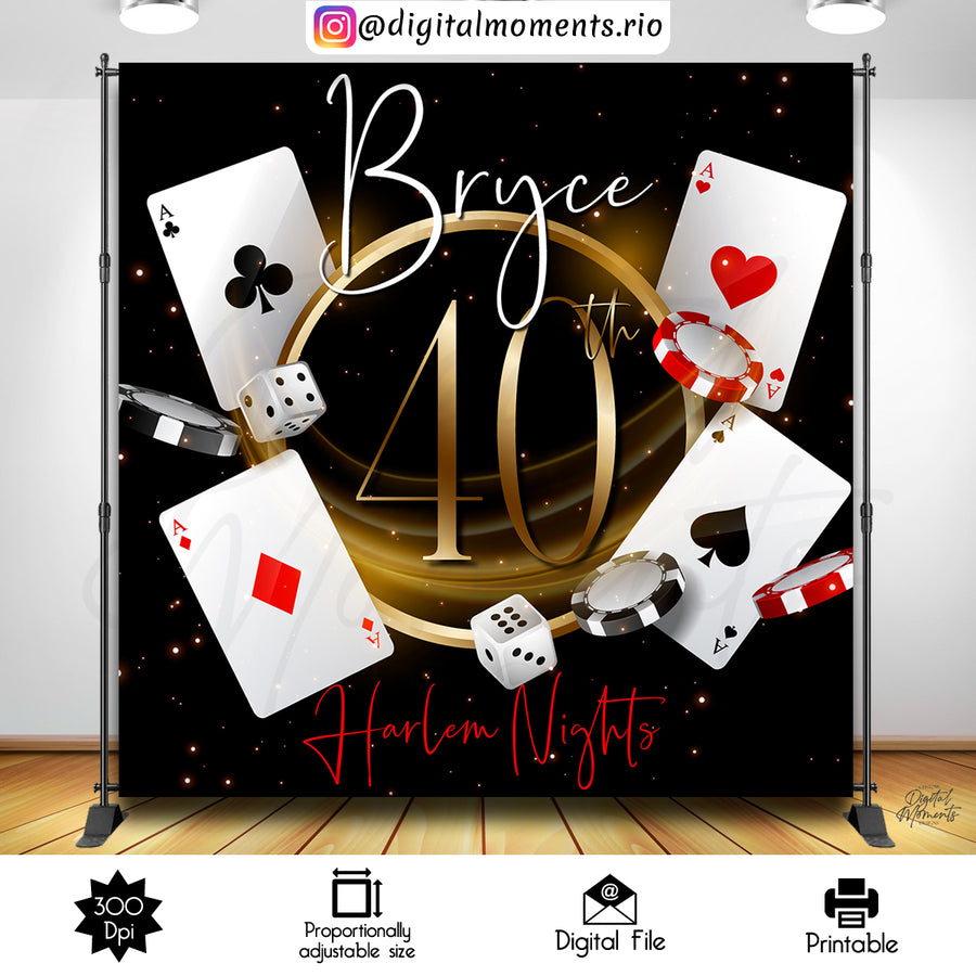 Casino 8x8 Custom Backdrop Design, Digital file only | Custom Digital Download for Kids Party or Event