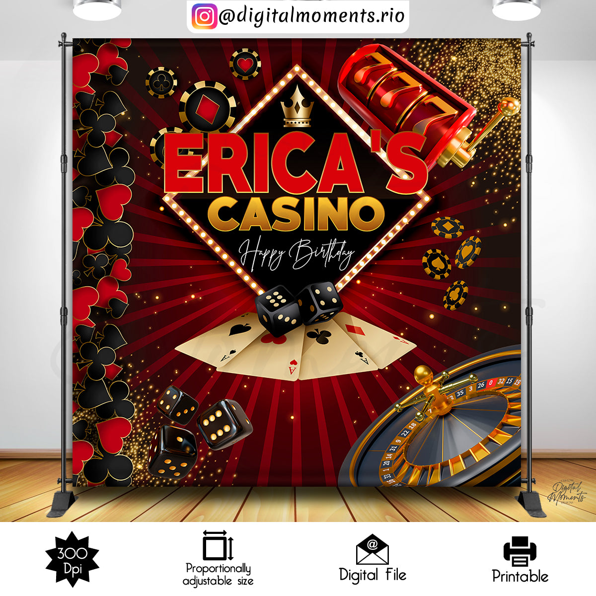 Diseño de fondo personalizado Casino 8x8, solo archivo digital