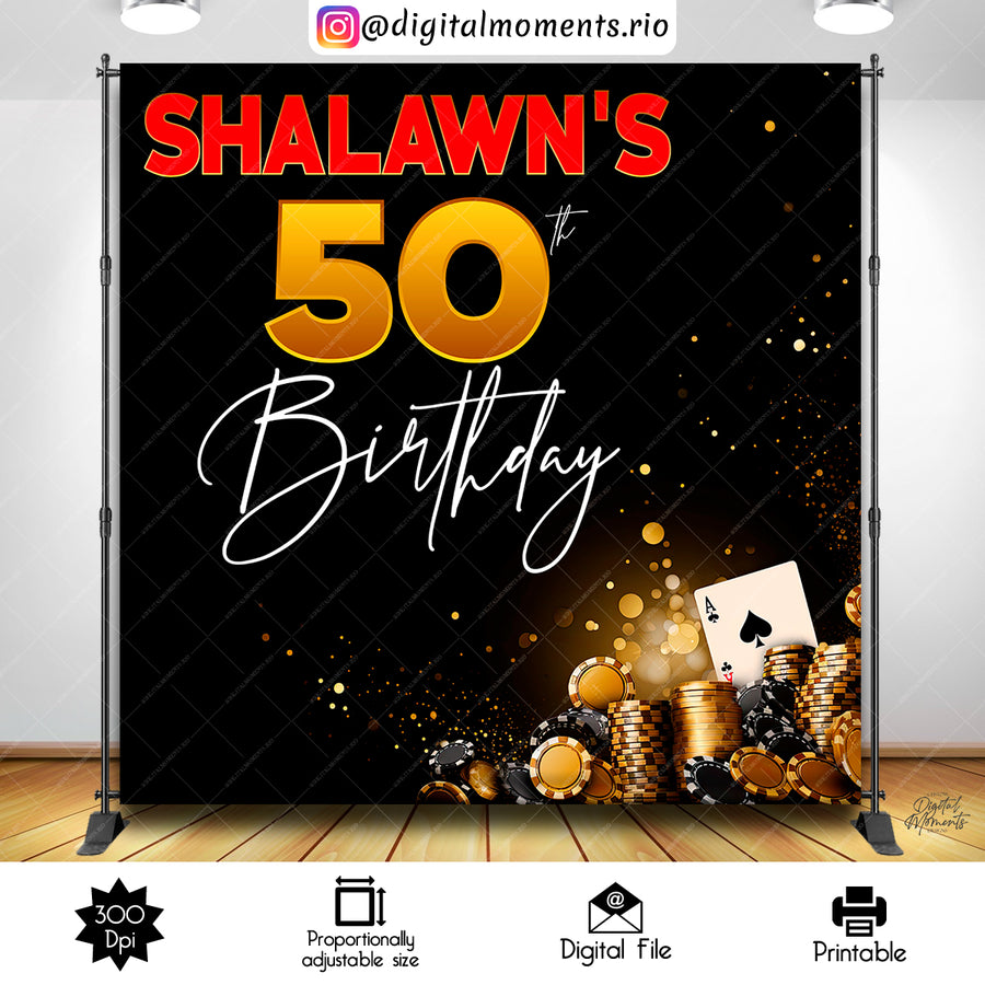 Casino 8x8 Custom Backdrop with picture, Digital file only | Custom Digital Download for Kids Party or Event