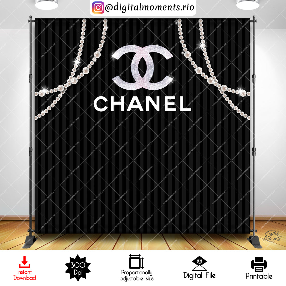 Chanel 8x8 Digital Backdrop Design, Instant Download