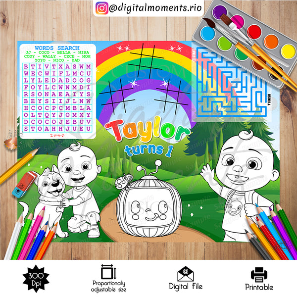 Cocomelon Activity Sheet Custom Design, DIGITAL FILE ONLY | Digital Download for Events for Events. activity, arts, celebration, cocomelon, …