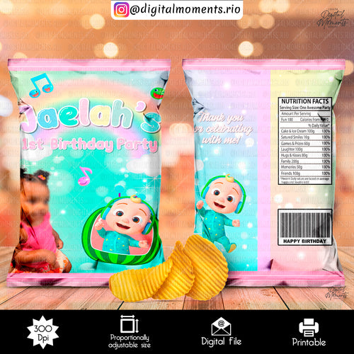 Cocomelon Jaelah Chipbag, events, cocomelon, custom, bag, design, chip