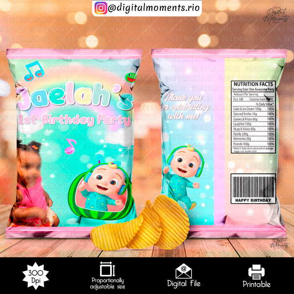 Cocomelon Custom Chip Bag Design - Digital File | Digital Download for Events for Events. arts, bag, celebration, chip, cocomelon, custom, d…